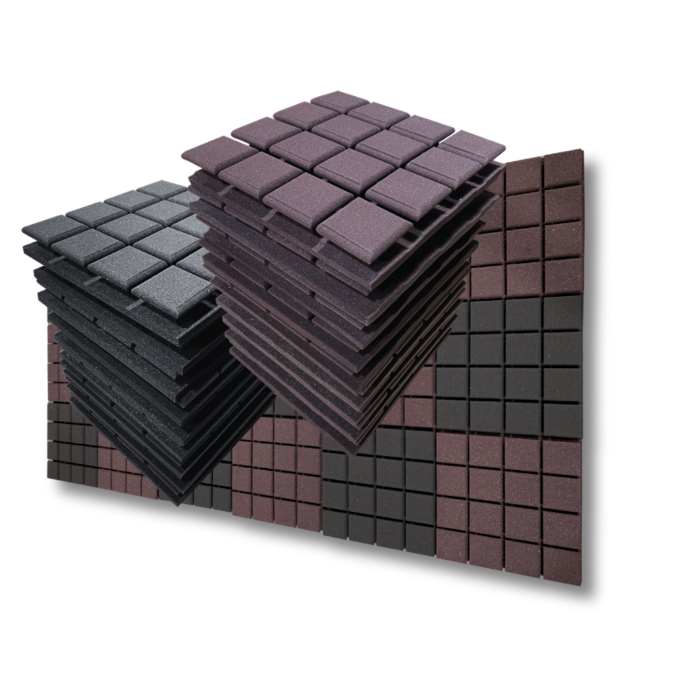 Turbo Acoustic Foam 1x1 ft, Charcoal + Wine