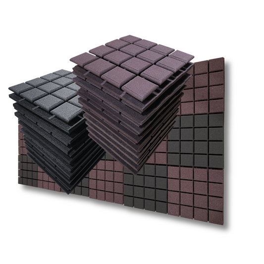 Turbo Acoustic Foam 1x1 ft, Charcoal + Wine
