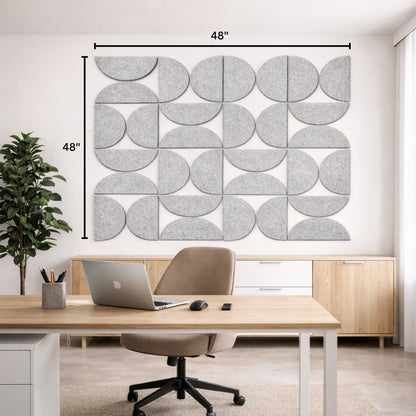 Semi-Circle Felt Acoustic Panels 48”x48” | Pumice | 32 Pcs