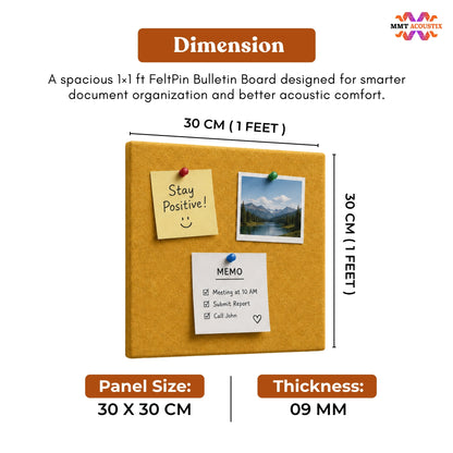 FeltPin Bulletin Board 30x30cm | Mustard
