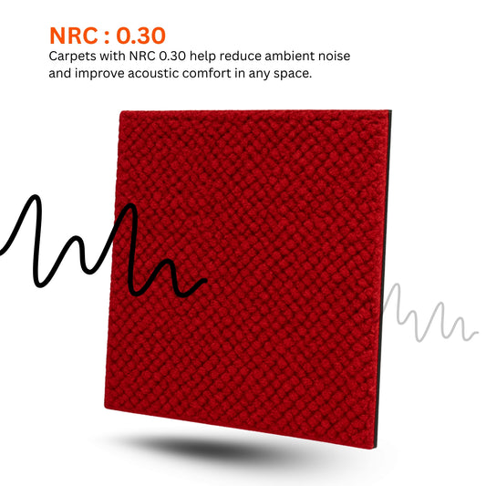 Acoustic Carpet Tiles | 50x50 cm | Rose Madder | 64 Sq Ft