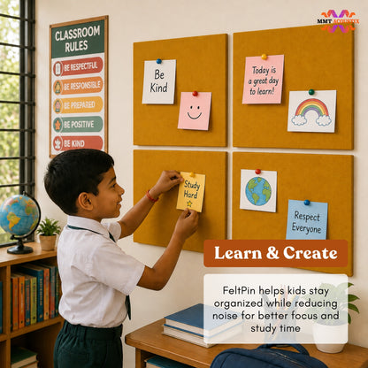 FeltPin Bulletin Board 30x30cm | Mustard
