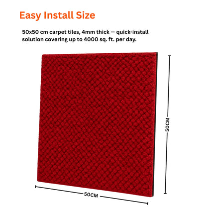 Acoustic Carpet Tiles | 50x50 cm | Rose Madder | 64 Sq Ft