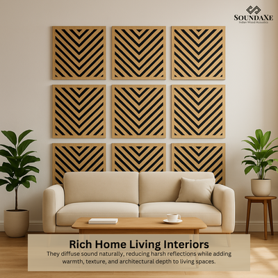 SoundaXe® Vertigo Acoustic Panels, 2x2 Ft, Douglas Pine