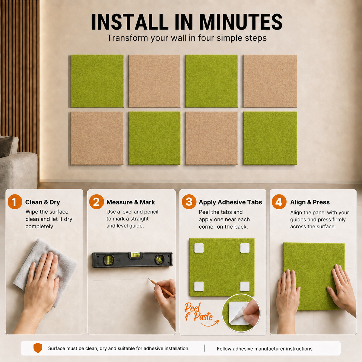 Felt PET Acoustic Panel | Office & Home Acoustics | Claymint