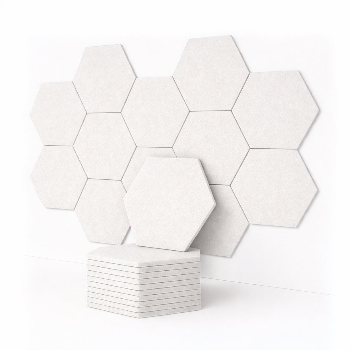 HexaFelt Bevelled Acoustic Panels | White | 7 Pcs
