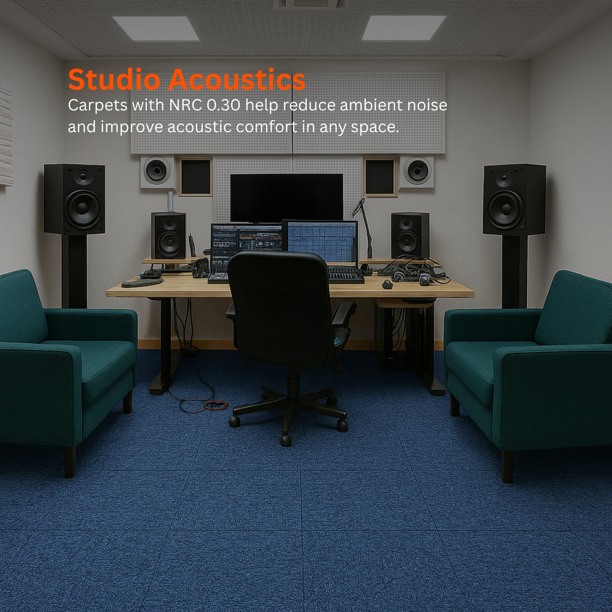 Acoustic Carpet Tiles | 50x50 cm | Marine Blue | 64 Sq Ft