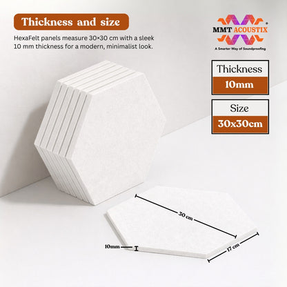 HexaFelt Bevelled Acoustic Panels | White | 7 Pcs