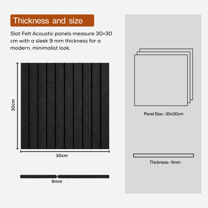 Slats Felt Acoustic Panels 30×30 cm Panels Ash Set of 8