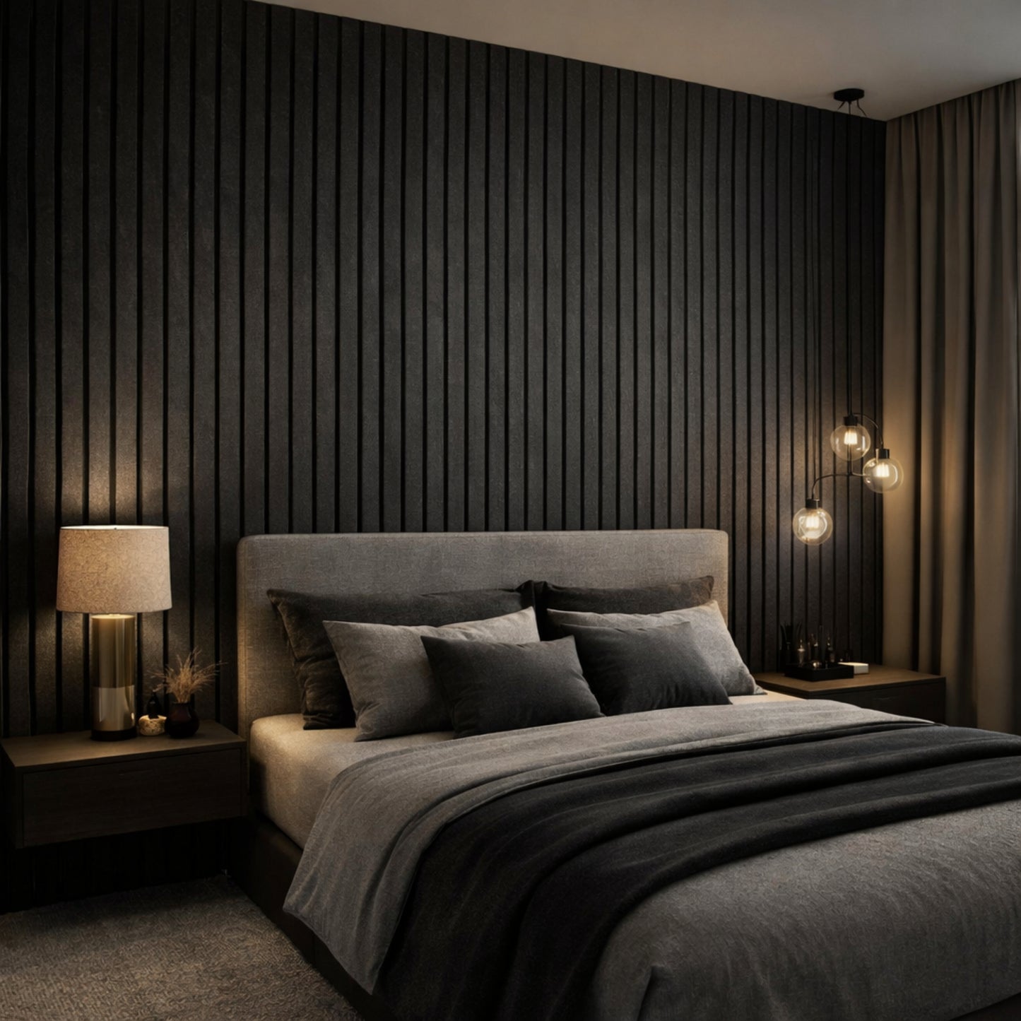 Slats Felt Acoustic Panels 30×30 cm Panels Ash Set of 8