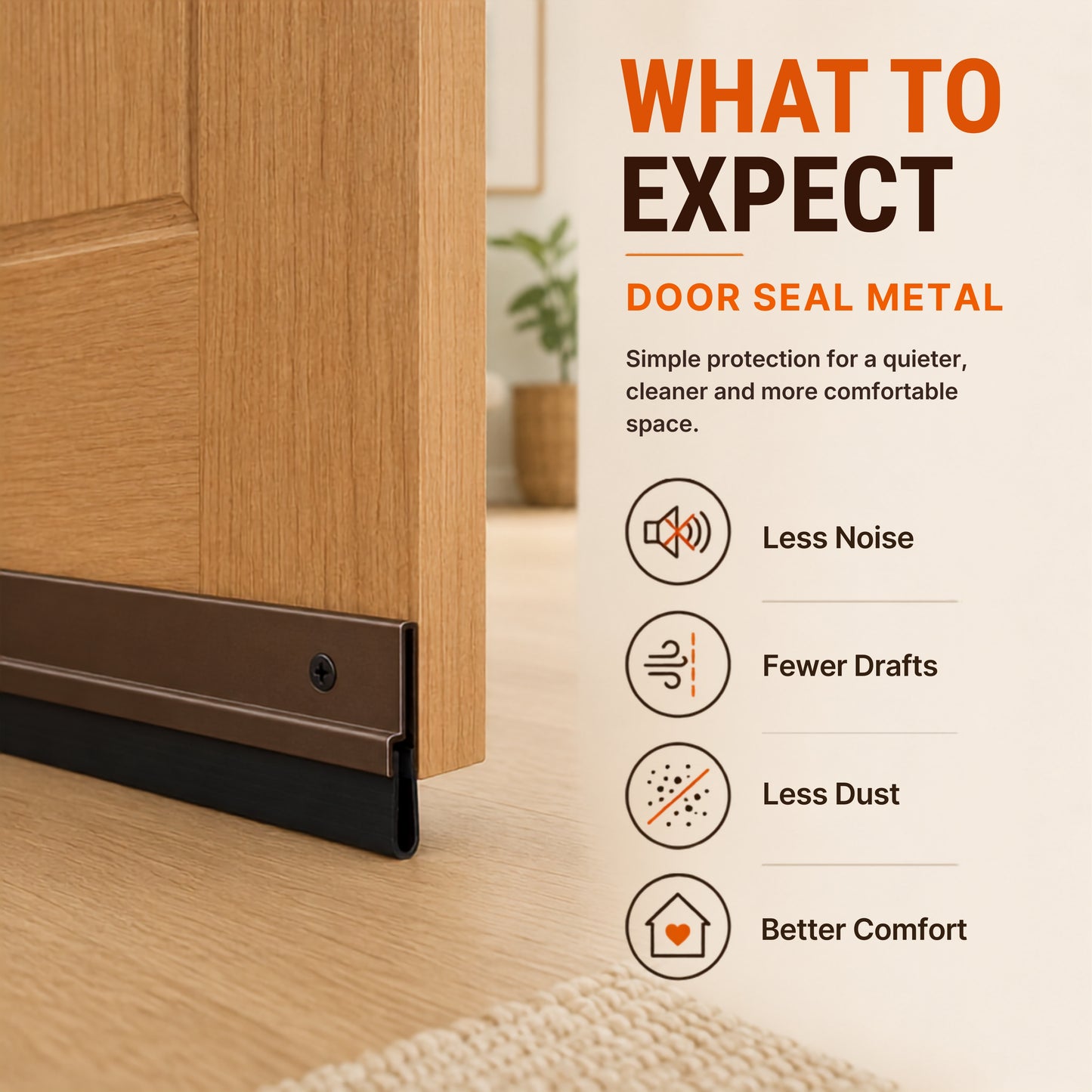 Door Seal Bottom Carbon Metal + Rubber Insulation 36" x 1.5"
