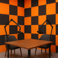 Pyramid Acoustic Foam Panel 1" | 1 X 1 feet | Pro Charcoal & MMT Orange
