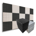 Pyramid Acoustic Foam Panel 2" | 1 X 1 Feet | Stone White & Pro Charcoal