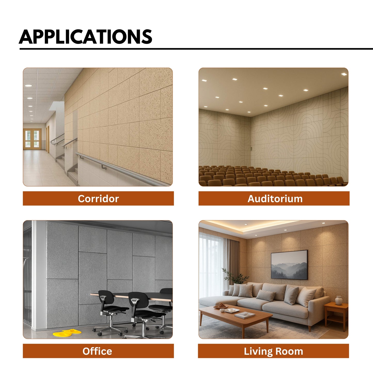 Wood Wool Acoustic Panels - 4x2 Ft, 20mm