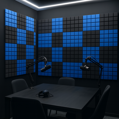 Turbo Acoustic Foam Panel 2" | 1 x 1 Feet | Pro Charcoal & European Blue
