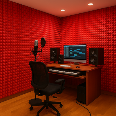 Pyramid Acoustic Foam Panel 2" | 1 x 1 Feet | Flame Red
