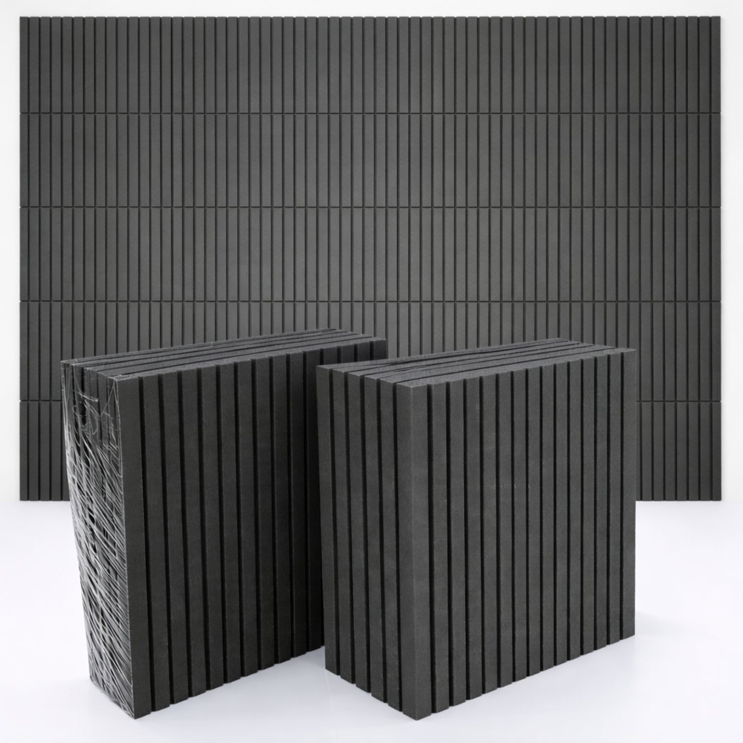 PET Acoustic Panels | 30x30cm Slats | Ash | 8 Pcs