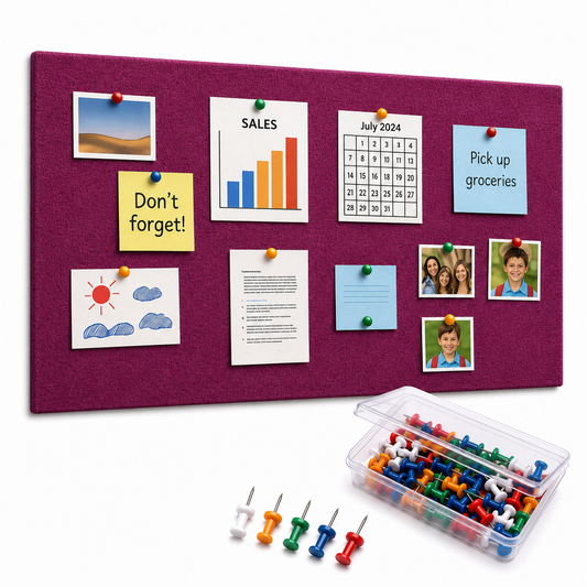 MMT Acoustix FeltPin acoustic bulletin board 4x2 ft in Berry