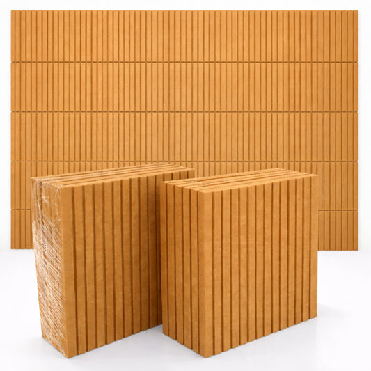 Slats Felt Acoustic Panels 30×30 cm Panels Camel  Set of 8
