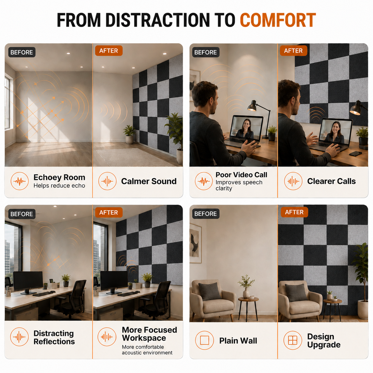 Felt PET Acoustic Panel | Office & Home Acoustics | Carbon