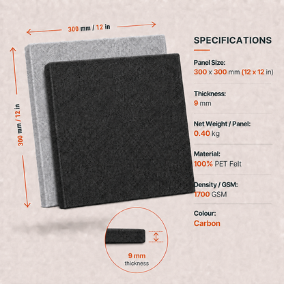 Felt PET Acoustic Panel | Office & Home Acoustics | Carbon