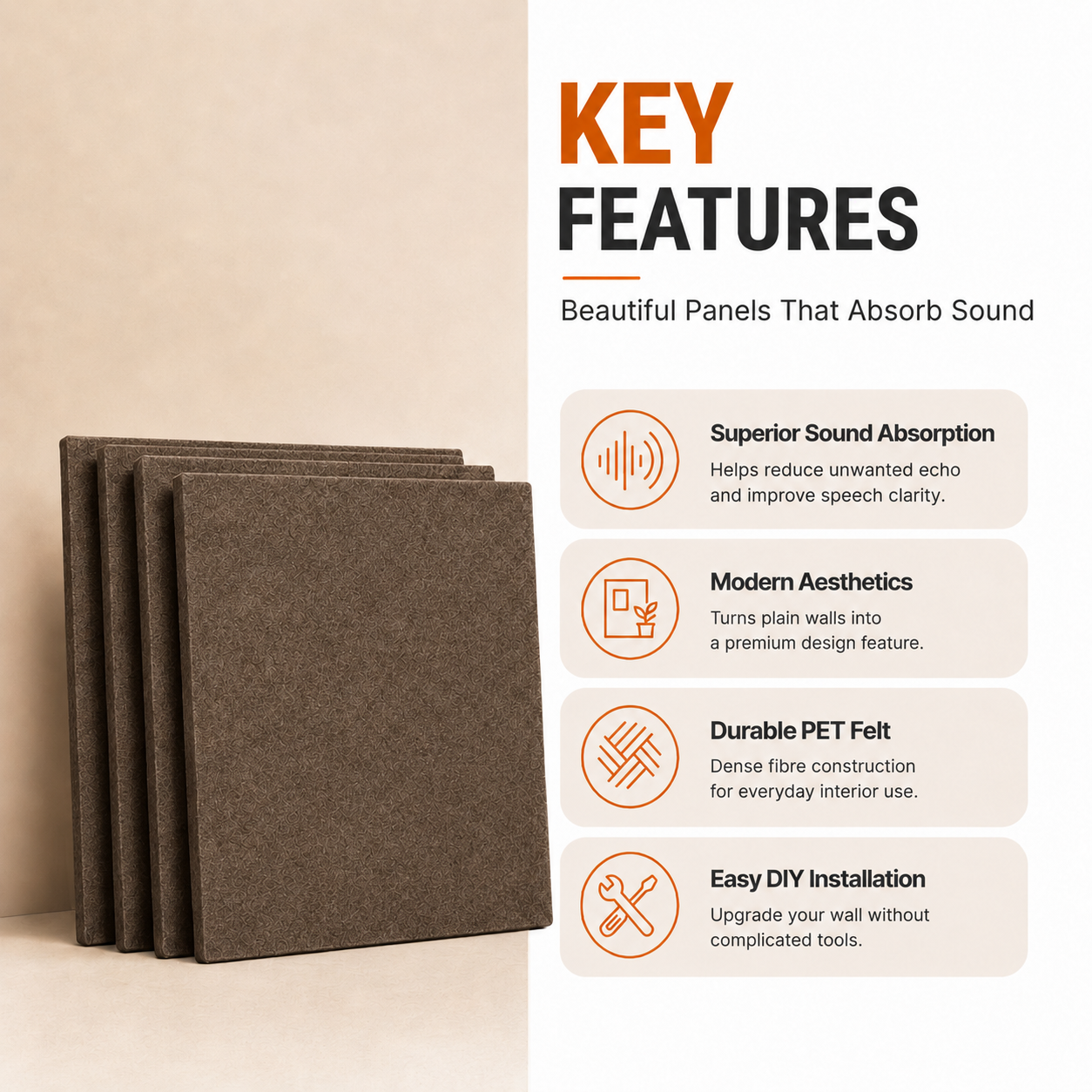 Felt PET Acoustic Panel | Office & Home Acoustics | Coorg