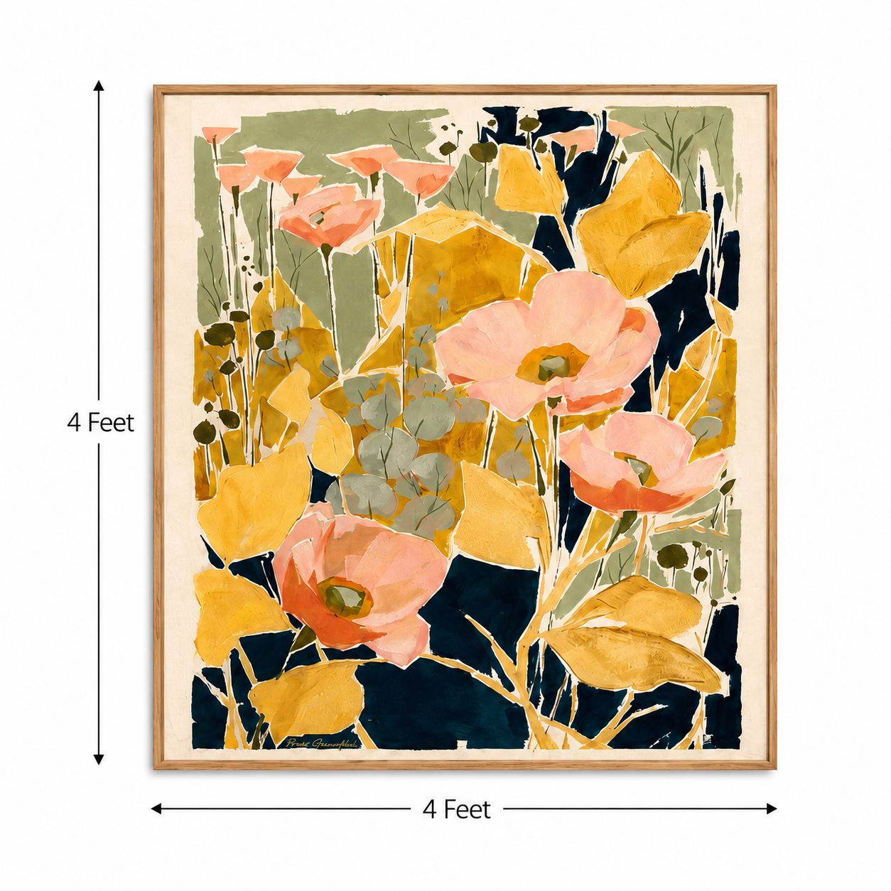Blush Botanica – Printed Canvas Felt Acoustic Panel (4 X 4)