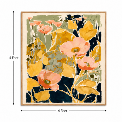 Blush Botanica – Printed Canvas Felt Acoustic Panel (4 X 4)