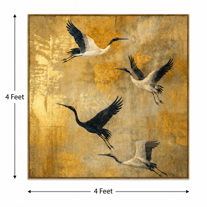 Golden Flight – Printed Canvas Felt Acoustic Panel (4 X 4)