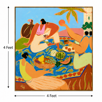 Sunlit Gathering – Printed Canvas Felt Acoustic Panel (4 X 4)