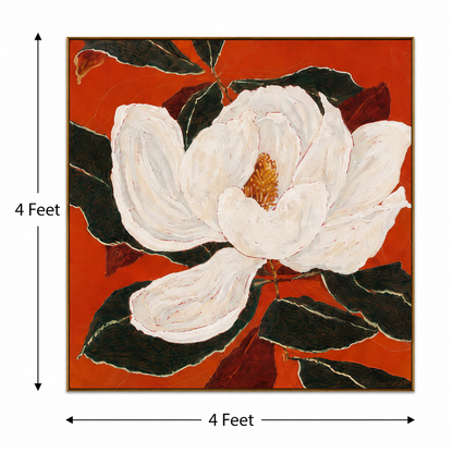 Scarlet Magnolia Bloom – Printed Canvas Felt Acoustic Panel (4 x 4)