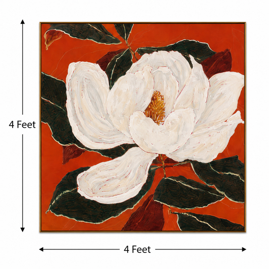 Scarlet Magnolia Bloom – Printed Canvas Felt Acoustic Panel (4 x 4)