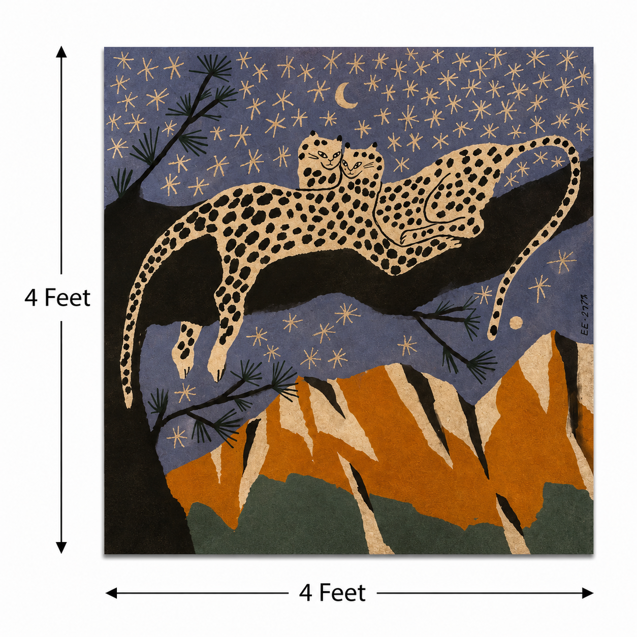 Moonlit Wild Grace – Printed Canvas Felt Acoustic Panel (4 x 4)