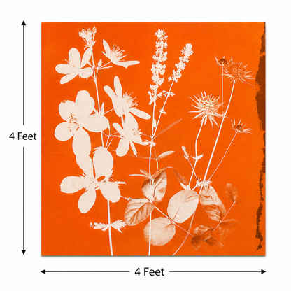 Amber Botanical Glow – Printed Canvas Felt Acoustic Panel (4 x 4)