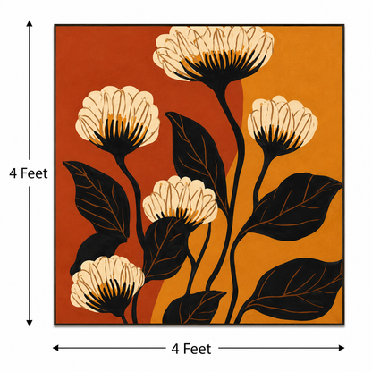 Golden Bloom Harmony – Printed Canvas Felt Acoustic Panel (4 x 4)