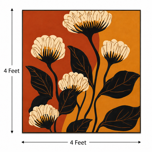 Golden Bloom Harmony – Printed Canvas Felt Acoustic Panel (4 x 4)