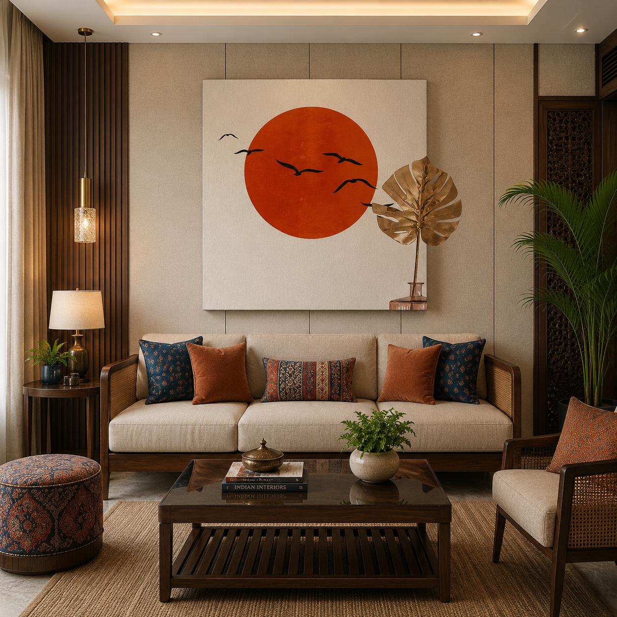 Crimson Horizon – Printed Canvas Felt Acoustic Panel (4 x 4)