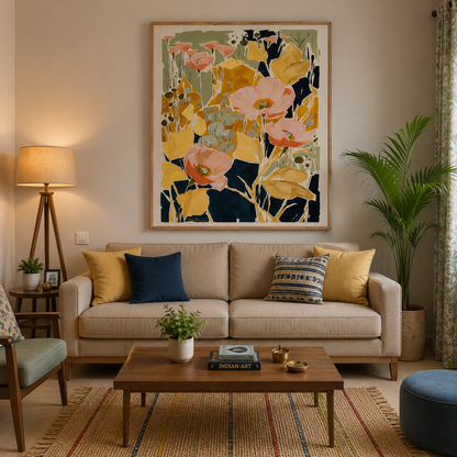 Blush Botanica – Printed Canvas Felt Acoustic Panel (4 X 4)