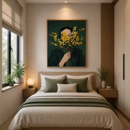 Golden Whisper – Printed Canvas Felt Acoustic Panel (4 X 4)