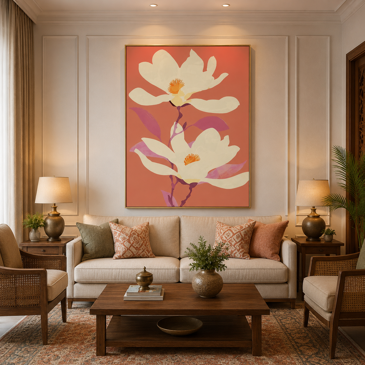 Coral Bloom – Printed Canvas Felt Acoustic Panel (4 X 3)