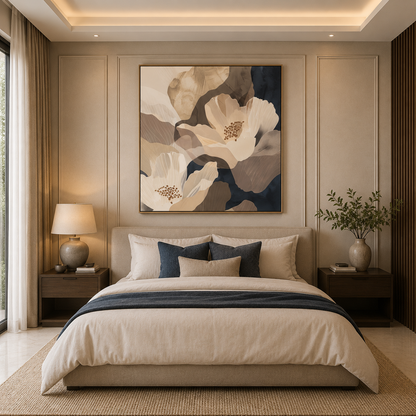 Midnight Bloom Harmony – Printed Canvas Felt Acoustic Panel (4 X 4)