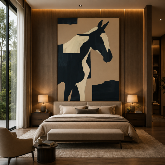 Midnight Stallion – Designer Canvas Felt Acoustic Wall Panel (4 X 3)
