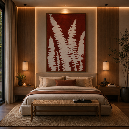 Crimson Canopy – Designer Canvas Felt Acoustic Wall Panel (4 X 3)
