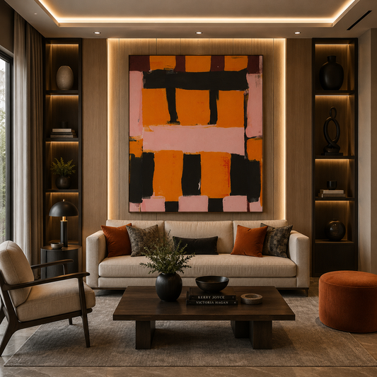 Sunset Grid – Designer Canvas Felt Acoustic Wall Panel (4 X 3)