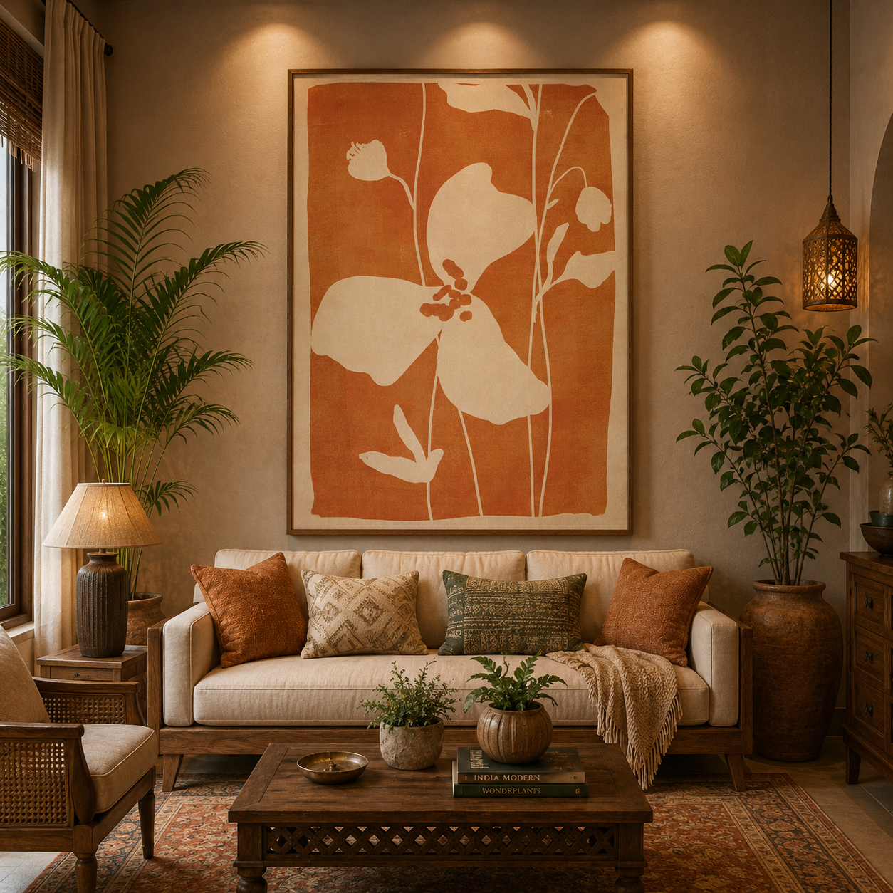 Terracotta Bloom – Designer Canvas Felt Acoustic Wall Panel (4 X 3)