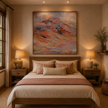 Blush Horizon – Printed Canvas Felt Acoustic Panel (4 X 4)