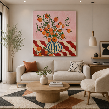 Citrus Bloom – Printed Canvas Felt Acoustic Panel (4 X 4)