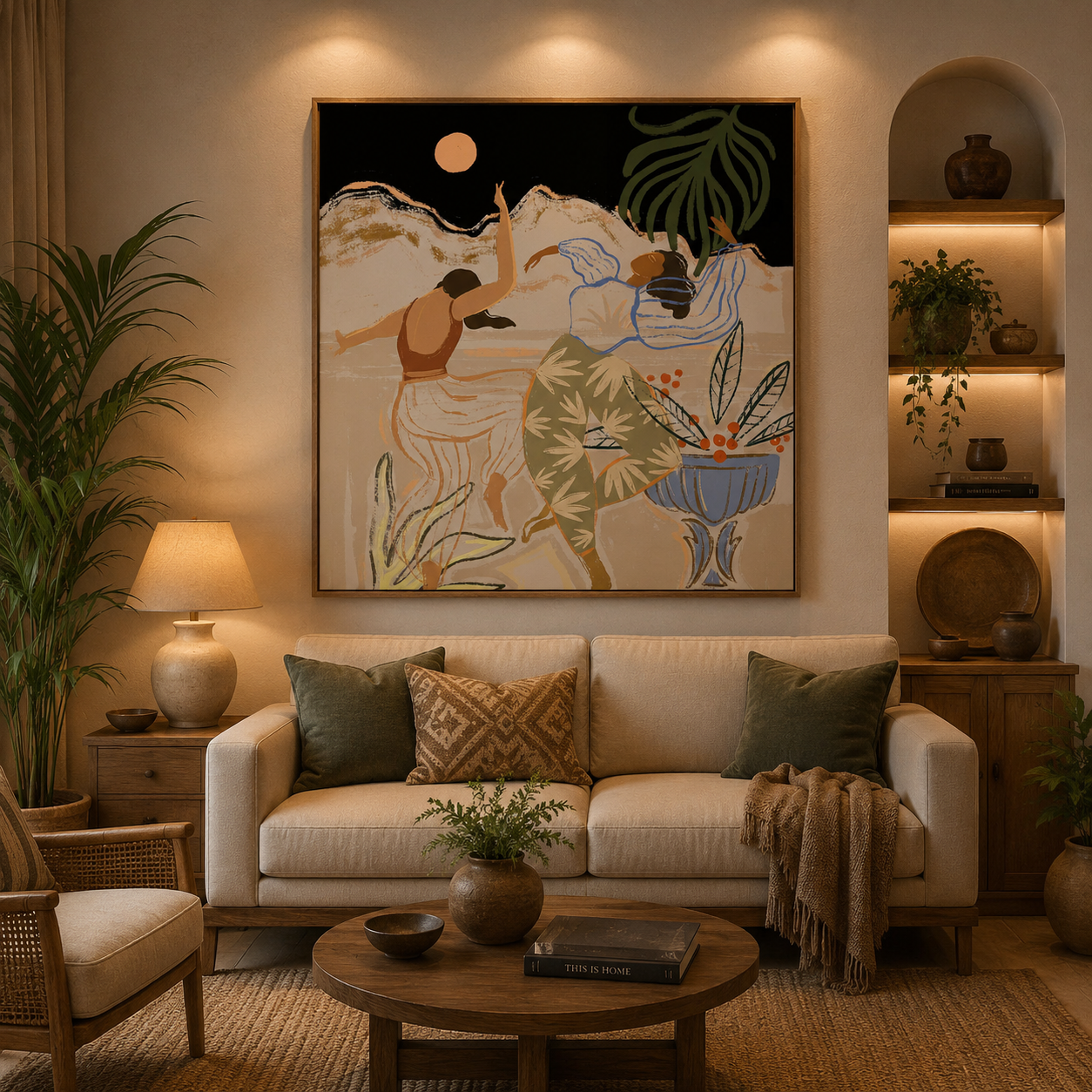 Moonlit Rhythm – Printed Canvas Felt Acoustic Panel (4 X 4)