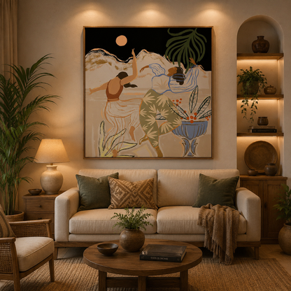Moonlit Rhythm – Printed Canvas Felt Acoustic Panel (4 X 4)