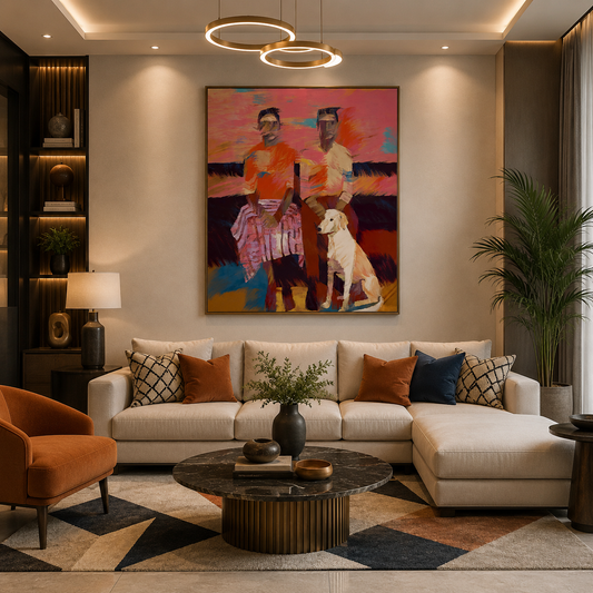 Sunset Companions – Luxury Canvas Felt Acoustic Panel (4 X 3)